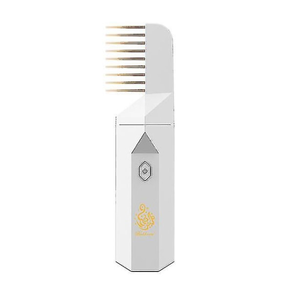 Elektrisk hårborste Rökelsebrännare För Bakhoor Ramadan Dukhoon Arabisk Aroma Diffuser För Hemmakontor Bil Uppladdningsbar Mini USB Hk White