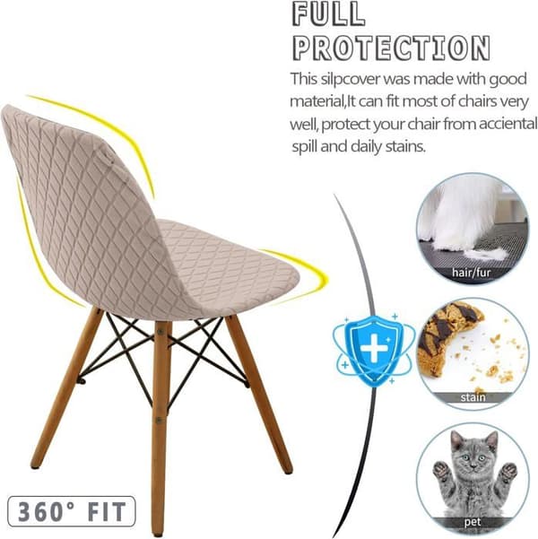 Set med 4 skandinaviska stretchstolsöverdrag, diamant Jacquardmönster – Beige (sand)
