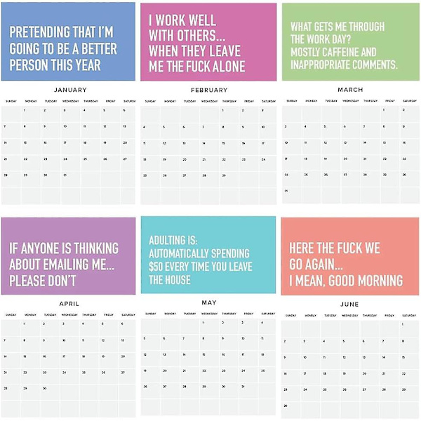Adulting er hårdt 2024 Kalender, Månedlig vægkalenderplanlægger, Daglig gitterpersonlig notesblok Kalender, Månedlig kalenderplanlægger 1Pcs