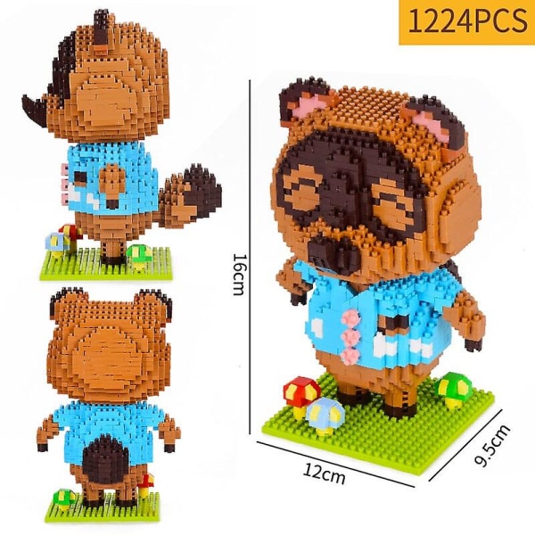 1224 stk+ Animal Raccoon Tom Nook Isabelle Crossing Game Building Blocks 3D-modell DIY Mini Diamond Bricks Leker for barn Gave Stytle 02