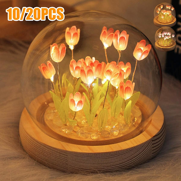 10/20 stk. Tulipan Natlampe Batteridrevet Tulipan Blomst Bordlampe Diy Simulation Tulipan Led Natlys Håndlavet Senge Lys D