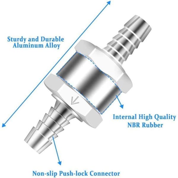 2-delt 8 mm brændstofventil i aluminiumslegering, kontraventil, envejs kontraventil