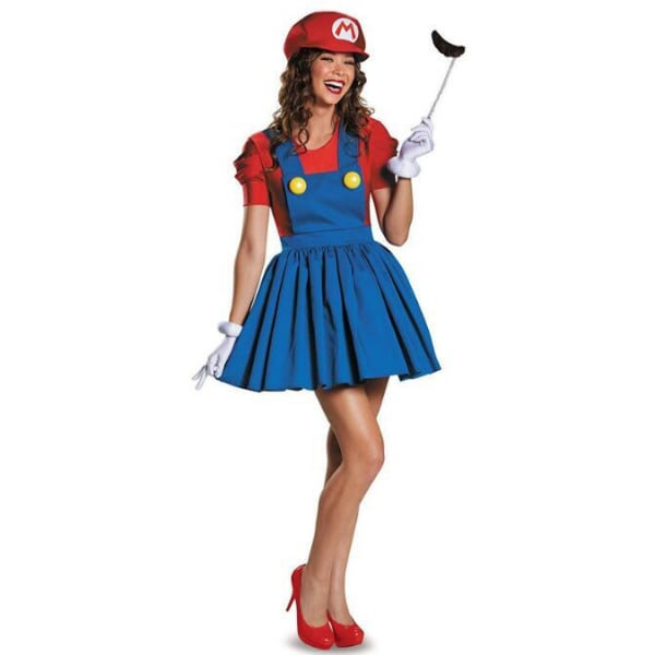 Halloween Super Mario -asu Anime Cosplay -mekko naisille punainen M red M