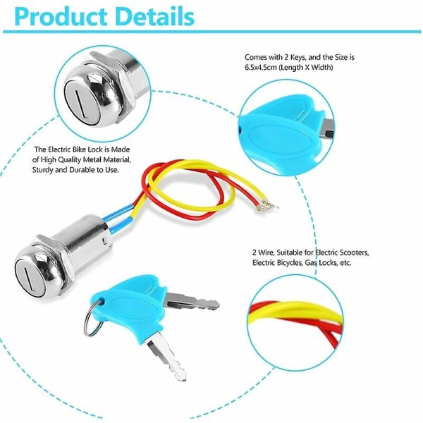 Ignition Key Switch 2-wire Electric Key Switch Universal Key Lock Key Switch (hy)