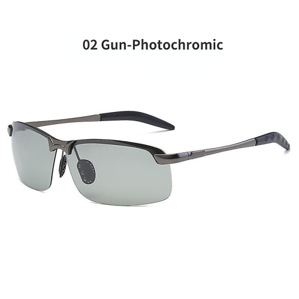 Polariserede fotokromiske solbriller, solbriller med overgangsglas til mænd, uden briller Gun-Photochromic