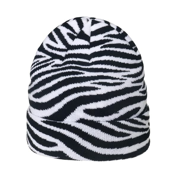 Studentmössa Leopardmönster Varm Höst Vinter Tjock Stretchig Mössa för Utomhusbruk Zebra Print