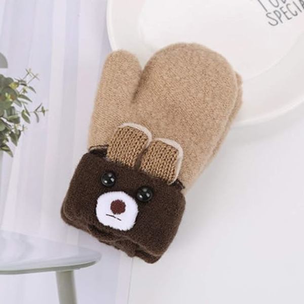 Toddler Magic Stretch Mittens Tykke Plysjforet, Vinter Baby Boys Girls Strikkede Hansker Varme Fluffy Full Finger Hansker Kaldt Vær Ski Hansker