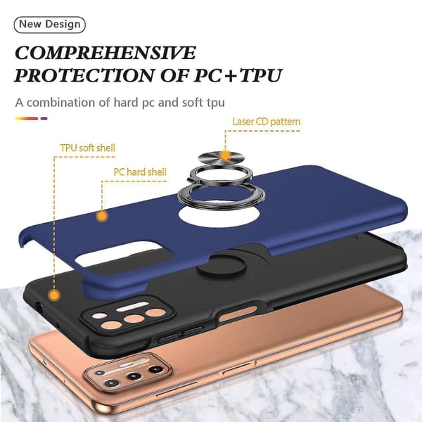 För Motorola Moto G9 Plus PC + Tpu magnetiskt fodral Blue