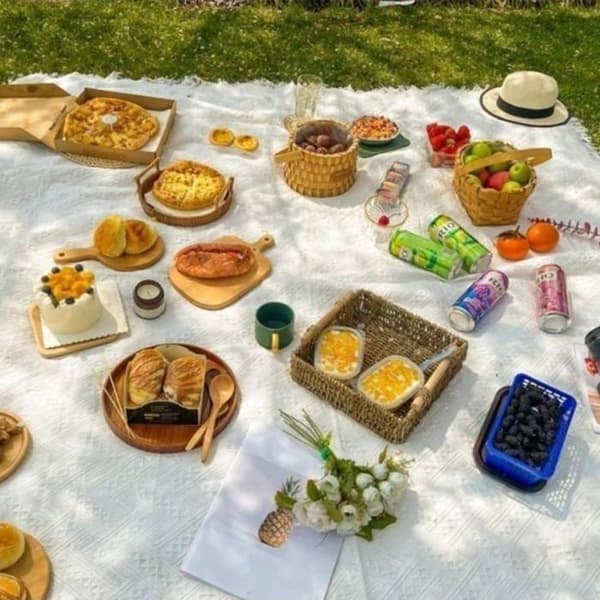 Picnicmåtte, campingmåtte, strandtæppe, picnictæppe, underlag, 1 stk (pink, 130 x 180 cm)