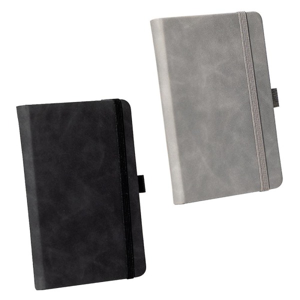 2-pack fodrad journalanteckningsbok, inbunden Pu-läderanteckningsbok, A7, anteckningsbok med liten ficka Bulk A7 Light grey*dark black