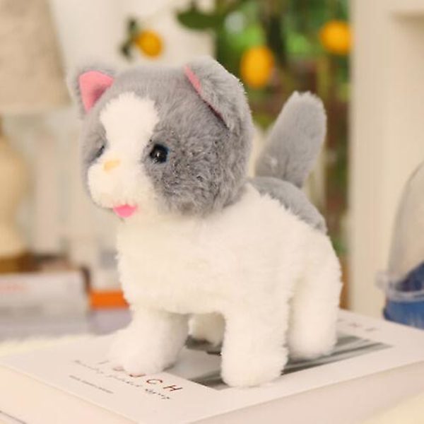 Elektronisk Plushkatt Leksak Gående Mjåv Plushkatt Leksak Fylld Leksak Barnfödelsedagspresent B