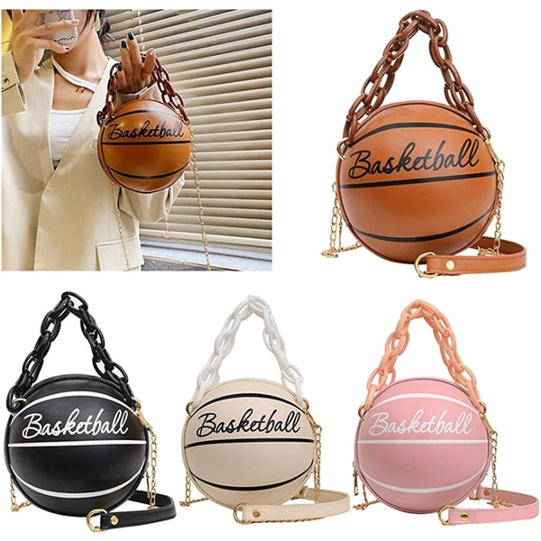 Basketball Purse Women Basketball Shaped Cross Body Messenger Bag Pu Leather Round Handbag For Girls