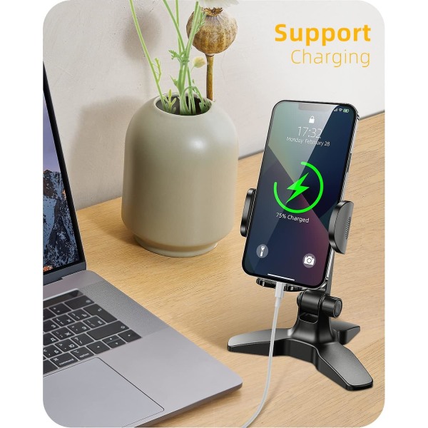 Mobiltelefonstativ for skrivebord, justerbart stativ for skrivebord, tykt dekselvennlig mobiltelefonholder