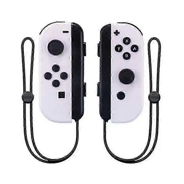 Joycon Trådlös Handkontroll för Nintendo Switch, Stöder Väckningsfunktion, Vänster Höger Fjärrkontroll med Handledsrem VIT WHITE