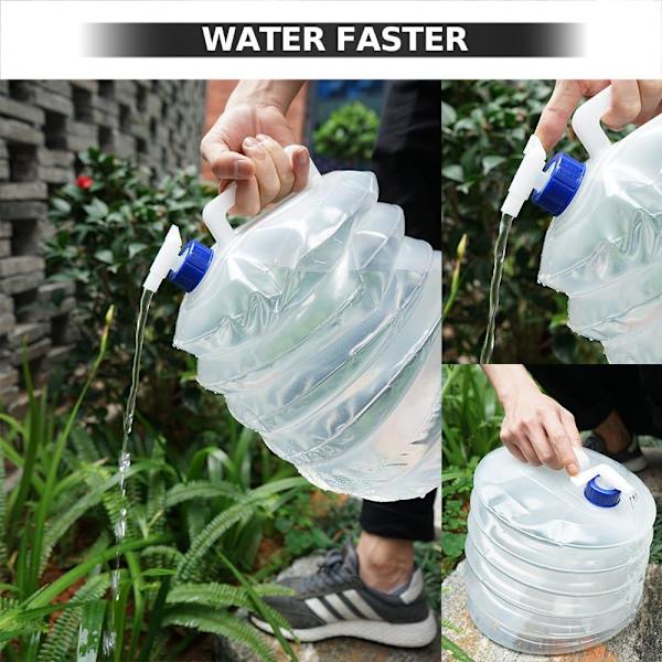 Taitettava vesisäiliö, 5L/10L/15L kokoontaitettava ja kannettava vesisäiliö, BPA-vapaa vedenkantaja vesisäiliö retkeilyyn, vaellukseen, kalastukseen, kiipeilyyn, piknikille, grilliin 5L