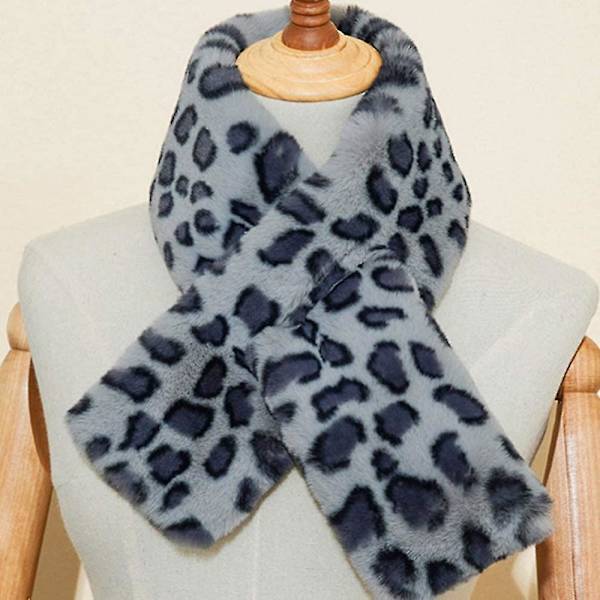 Faux pels krage skjerf pull-through skjerf hull i skjerf leopard skjerf nakke trekning
