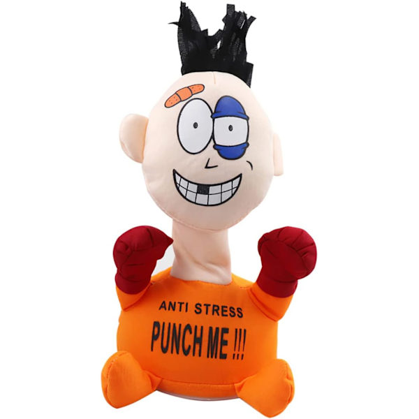 Työpöydän stressinlievitys aikuisille Interaktiivinen lelu, Sähköinen Anti Stress Punch Me Pehmolelu, Punch Me Nukke stressinlievitykseen Ei paristoa Oranssi