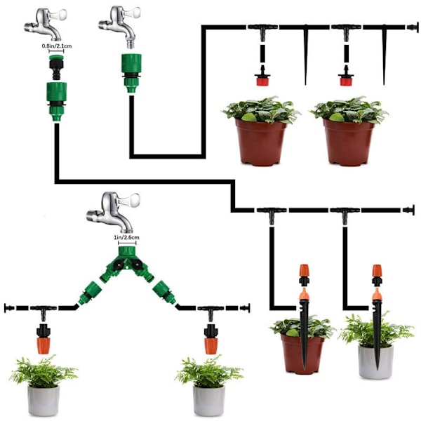 Mikro Droppbevattningskit 40m Dropp Automatisk Trädgårdsbevattningssystem, Växthus Sprinkler Droppbevattningsutrustning 40m Suit