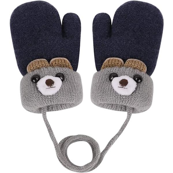 Toddler Magic Stretch Mittens Tykke Plysjforet, Vinter Baby Boys Girls Strikkede Hansker Varme Fluffy Full Finger Hansker Kaldt Vær Ski Hansker