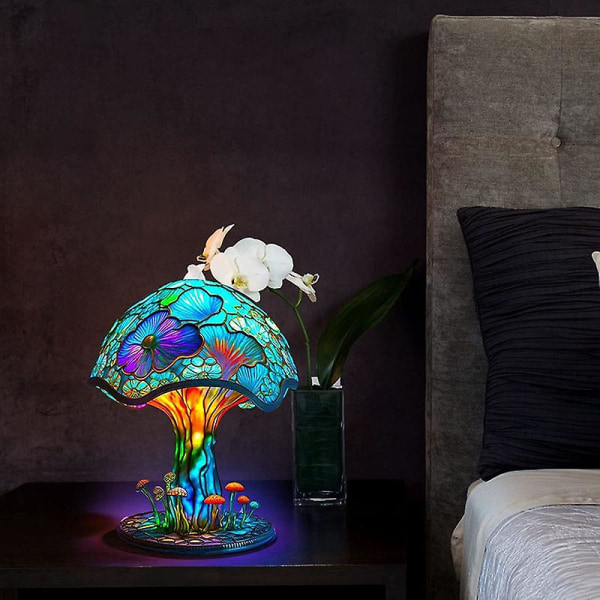 Boheemi lasimaalaus, sienipöytävalaisin - koristeellinen yövalo COLOR 5