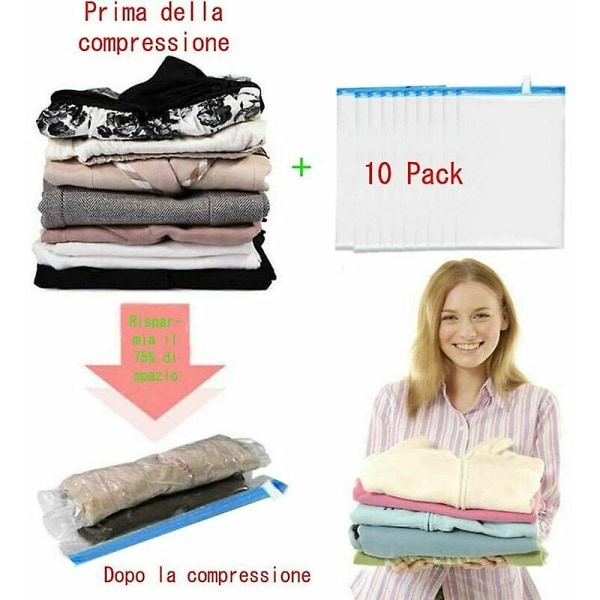 10 Pack Vacuum Compression Bags, Space Saving