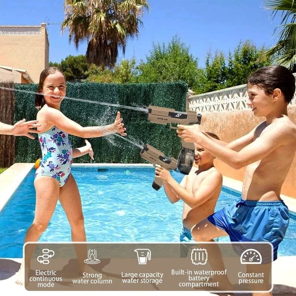 Elektrisk vattenpistol för vuxna och barn, automatisk vattenpistol, sommarvattensporter, vattenleksaker