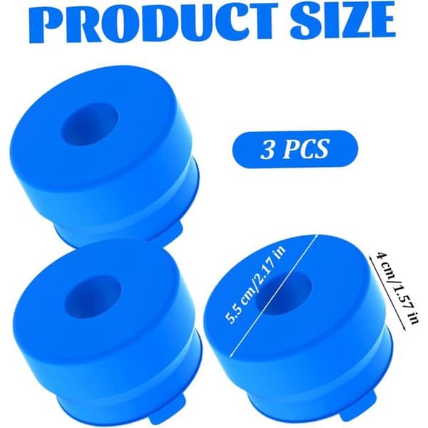 Vandflaskeprop til 2 til 5 gallon flasker, 3 fødevaregodkendte silikoneflaskepropper, lækagesikker til 55 mm diameter