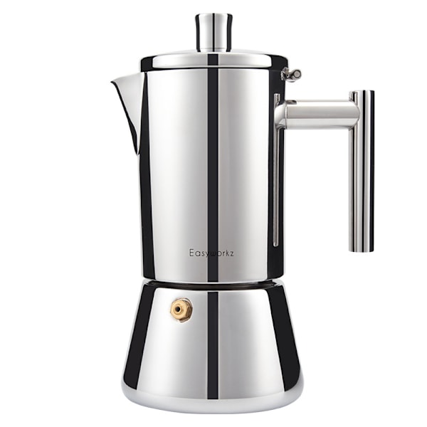 Easyworkz Espressomaker for Komfyr i Rustfritt Stål - Italiensk Kaffemaker - Induksjons Moka Pot 6Cup 10oz