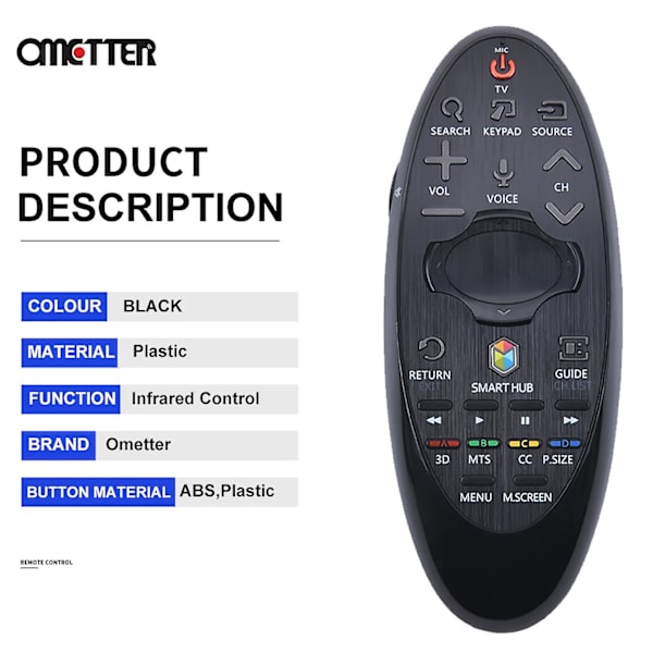 Passar till Samsung TV-fjärrkontroll Bn59-01181D - 84D/82G/81D/82D/81P 07469A