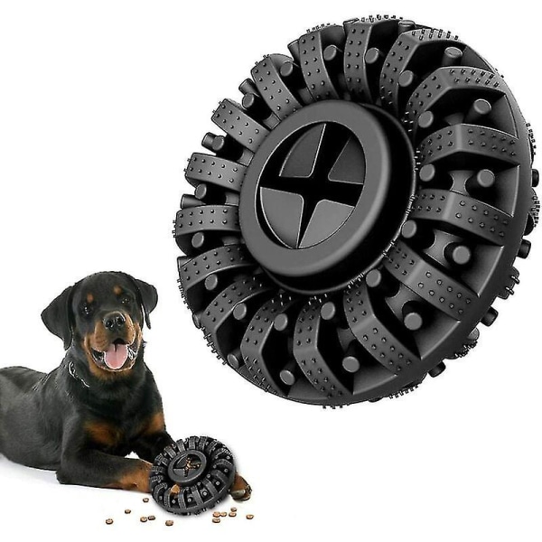 Hundleksak för aggressiva tuggare, oförstörbar naturgummi hundgodisdispenser, svart (hy)
