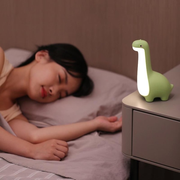 Söpö Dinosaur Night Light Led pöytäyölamppu lapsille USB Ladattava Baby Sleeping Timming Light Green