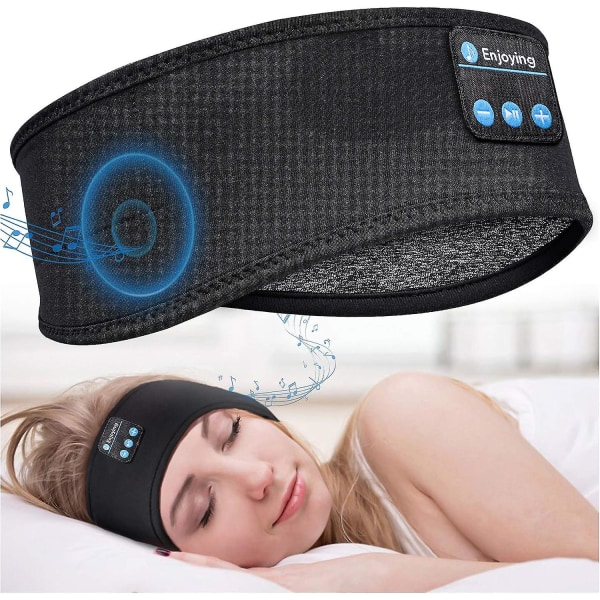 Hovedtelefoner Bluetooth-hovedbøjle, blødt støjreducerende Sove Trådløs Musik Sport-hovedbånd med ultratynde stereohøjttalere, langtidsspil Sleep Earbu black