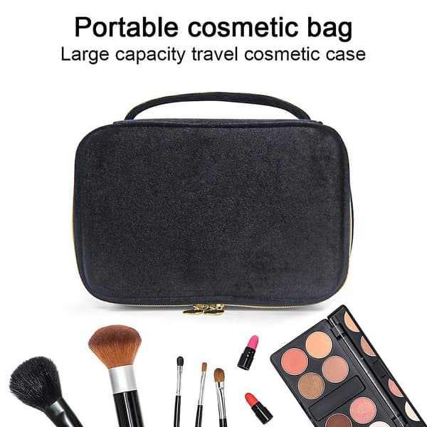 Makeup-väska, researrangör för smink, kosmetiska penselväskor Black