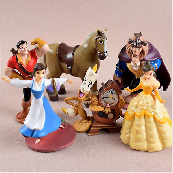 6 stk./sæt Disney Skønheden og Udyret Tegneserie Model Actionfigur Anime Mini Model Dekoration Samling Figur Legetøj Gaver