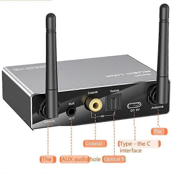 6-i-1 DAC Bluetooth 5.3 mottaker sender optisk koaksial AUX RCA USB TF trådløs lydadapter