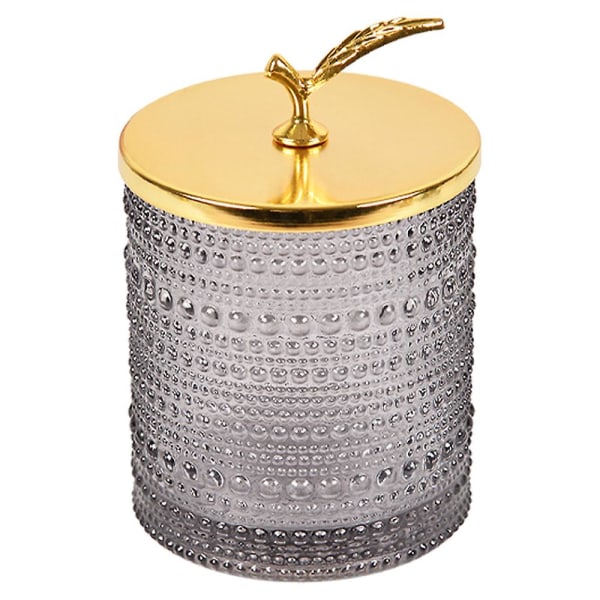 Godisburk dekorativa burkar med lock Förvaring Smycken Glasprydnadslåda Söt godisfat, för kvinnor Grå grey