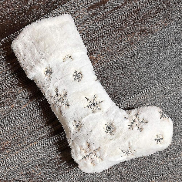 2 st vita konstpäls stora guldflingor julstrumpor