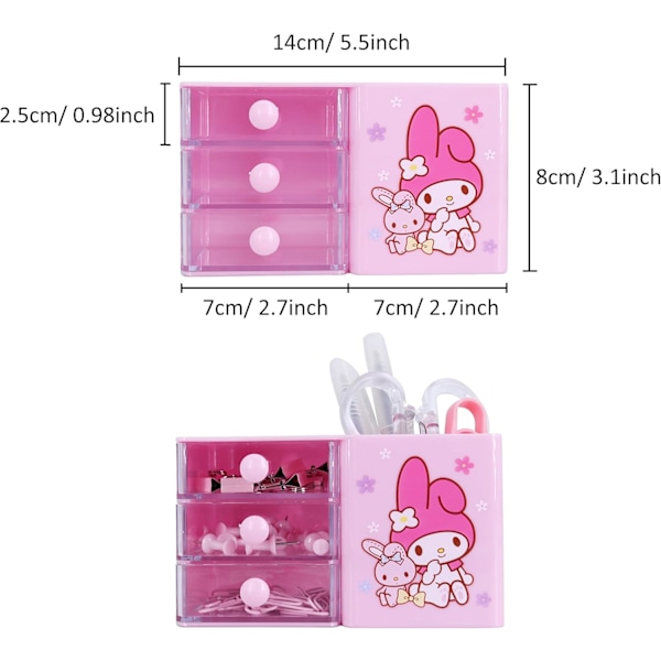 Anime Desktop Cinnamoroll Skrivebordsartikler Beholder Penneholder til Skrivebord Sød Blyantskop Pot Makeup Penselholder Mini Box Melody