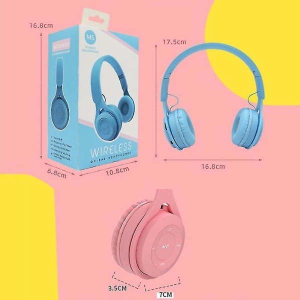M6 taittuvat langattomat Bluetooth-kuulokkeet White