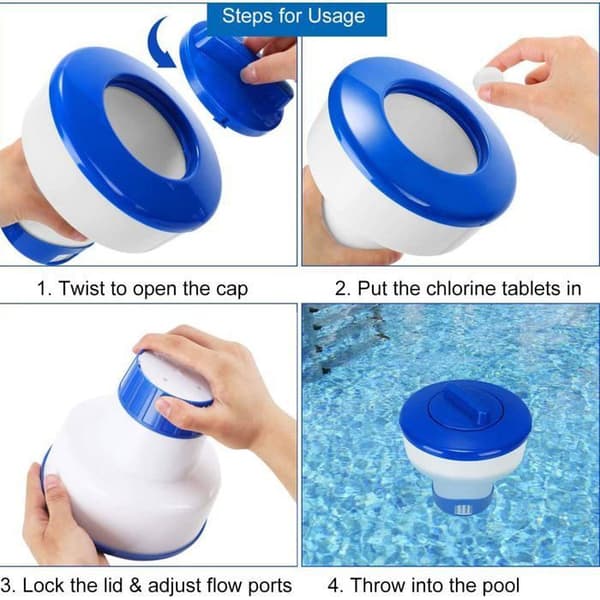 Flydende klordispenser til swimmingpools, 1 stk. 8 tommer justerbar automatisk klordoserer