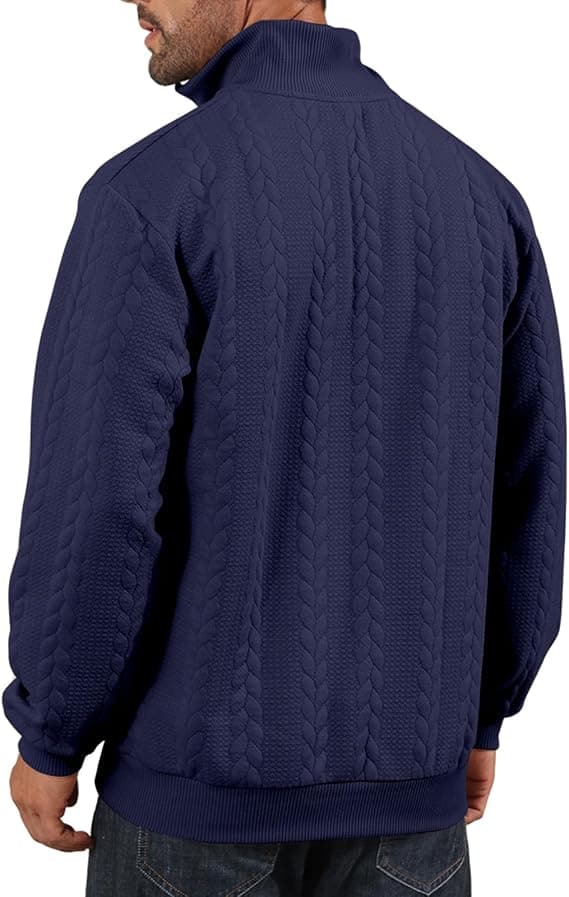 Herre half-zip sweatshirts strikket pullover jumper langærmet jacquard sweatshirts Navy blue