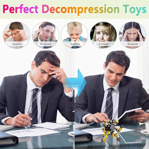 Transformable Fidget Spinners 4 stk. til Børn og Voksne Stress Relief Sensorisk Legetøj til Drenge og Piger Fingerspids Gyro til ADHD Autisme