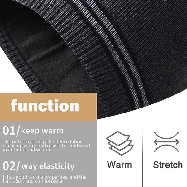 Vinterhue til mænd - Beanie-hue - Varm og blød - Foret hue til kvinder - Sort+sort Black*charcoal gray