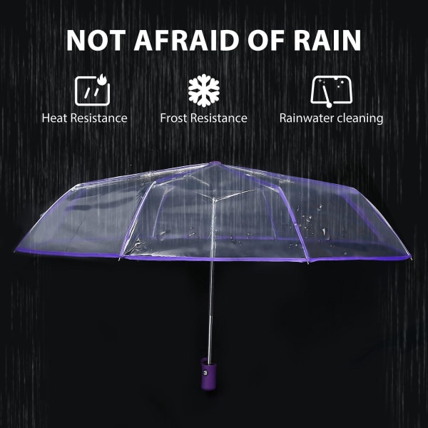 Transparent Paraply Automatisk Paraply Kvinnor Män Auto Paraply Vikbart Vindtät Stil Klart Umbre