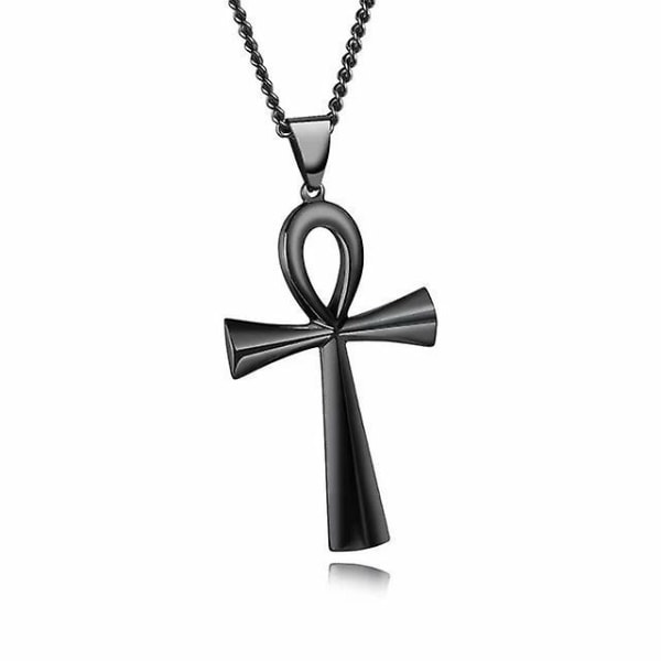 Ankh-kors Halskjede for Mann Kvinne Gamle Egypt Symbol for Liv og Evighet Amulet Bønn Smykker Ankh-anheng Halskjede Black