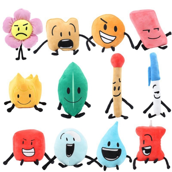 Battle For Dream Island -pehmolelu, söpö sarjakuva mini Bfdi -pehmolelut Leafy Flower Firey Teardrop pienet pehmeät täytetyt eläimet pehmolelu lahjat pojille 3-6 vuotta wood