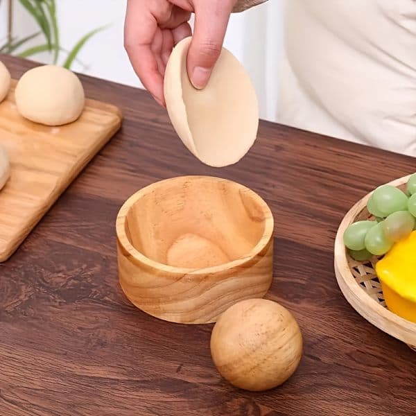 Runde træredskaber til dumplingdej, sæt med 2, køkkenkageruller