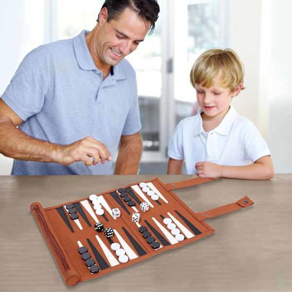 Rejse-backgammonsæt, Roll Double Land Checkerboard-sæt, Bærbart backgammon, Rejsespil Voksent Roll Design Børns Puslespil Spilbræt Strate