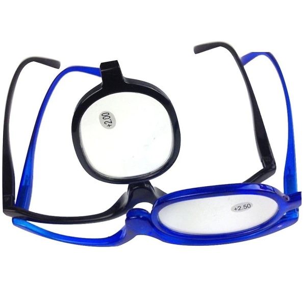 Unisex 180 graders rotation Vikbar monokel Förstorande smink Läsa glasögon Qinhai 3.50 Diopter Black