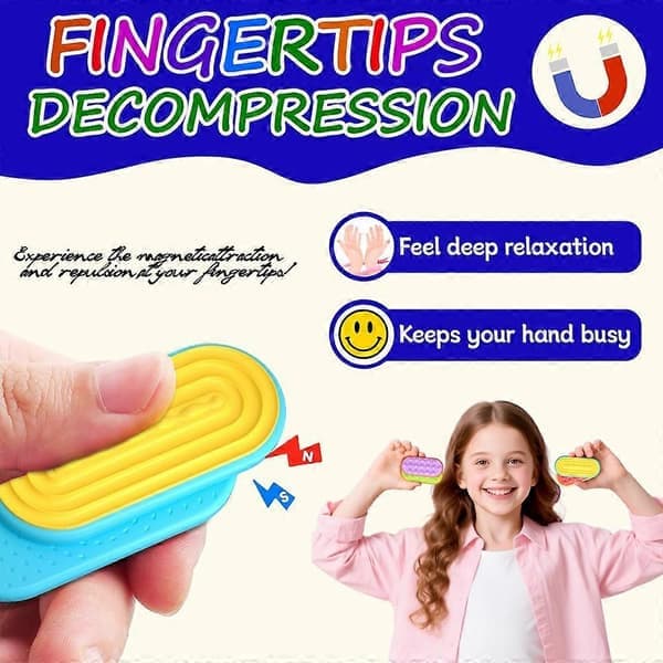 6-delt sæt sensoriske magnetiske fingerlegetøj til autisme, angst og stresslindring, magnetisk silikoneskyder